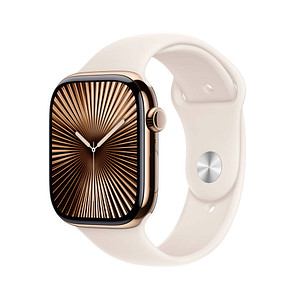 Apple Watch Series 10 46 mm Titan (GPS+Cellular) Sportarmband S/M  polarstern, gold von Apple
