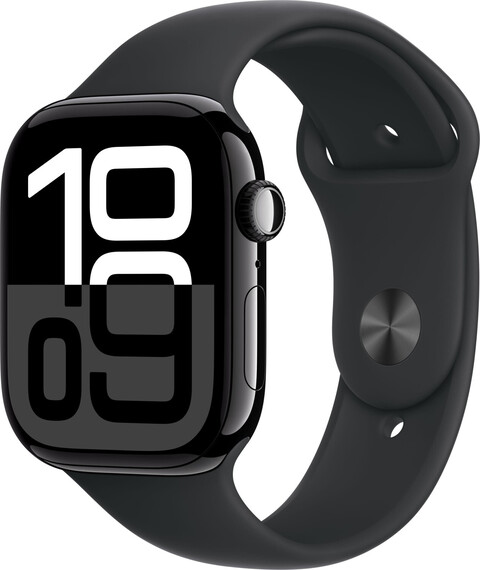 Apple Watch Series 10 46mm GPS Sportarmband schwarz M/L Aluminiumgehäuse diamantschwarz Apple Watch Series 10 46mm GPS Sportarmband schwarz M/L Aluminiumgehäuse diamantschwarz von Apple
