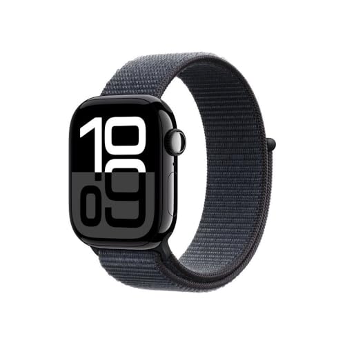 Apple Watch Series 10 (GPS + Cellular 42 mm) Smartwatch mit Aluminiumgehäuse in Diamantschwarz und Sport Loop in Tinte (One Size). Fitnesstracker, EKG App, Always-On Retina Display, CO₂ neutral Apple Watch Series 10 (GPS + Cellular 42 mm) Smartwatch mit Aluminiumgehäuse in Diamantschwarz und Sport Loop in Tinte (One Size). Fitnesstracker, EKG App, Always-On Retina Display, CO₂ neutral von Apple