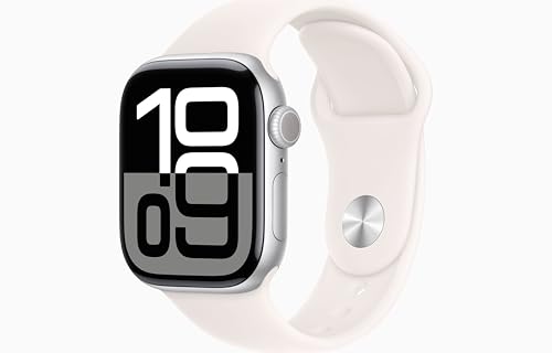 Apple Watch Series 10 [GPS + Cellular, 46mm] - Aluminiumgehäuse Silber mit Sportarmband Blassrosa, S/M (Generalüberholt) von Apple