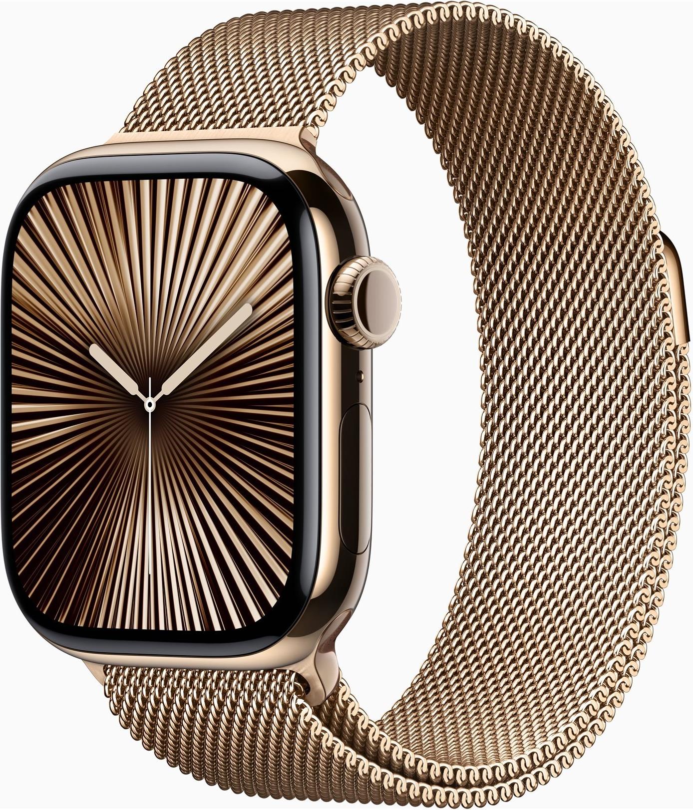 Apple Watch Series 10 GPS + Cellular 42mm Gold Titanium Case mit Gold Milanese Band (MX083QF/A) von Apple