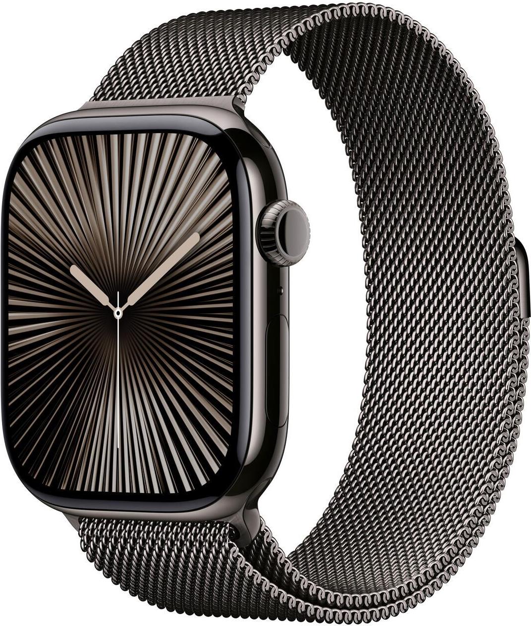 Apple Watch Series 10 GPS + Cellular 46mm Slate Titanium Case mit Slate Milanese Band - M/L (MWYW3QF/A) von Apple