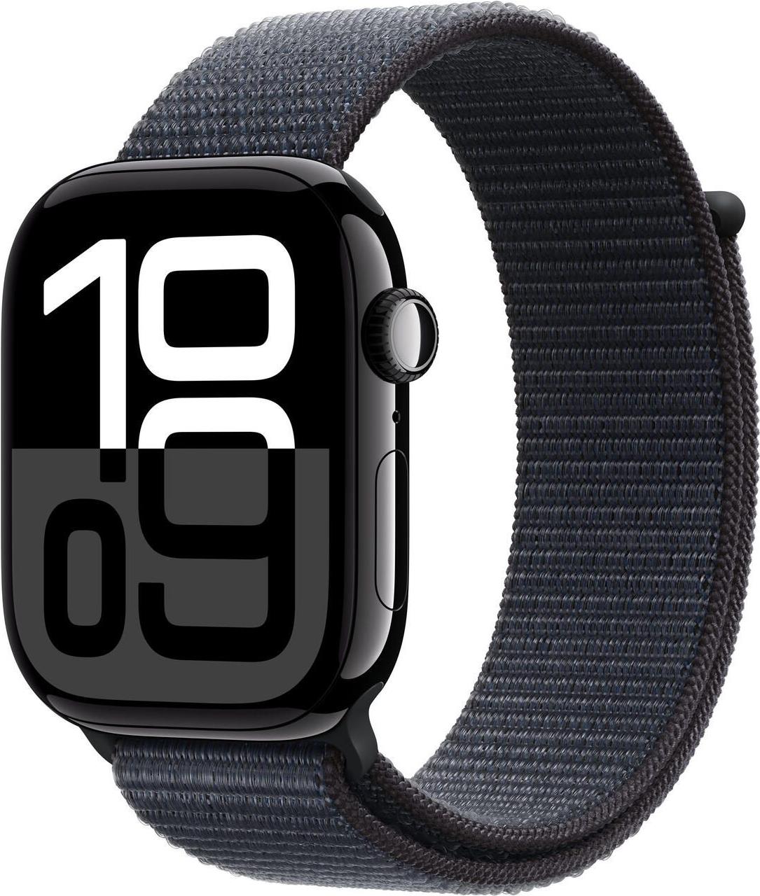 Apple Watch Series 10 GPS 46mm Jet Black Aluminium Case mit Ink Sport Loop (MWWR3QF/A) von Apple