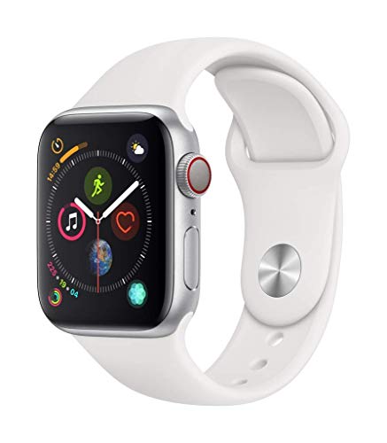 Apple Watch Series 4 40mm (GPS + Cellular) - Aluminiumgehäuse Silber Weiß Sportarmband (Generalüberholt) von Apple