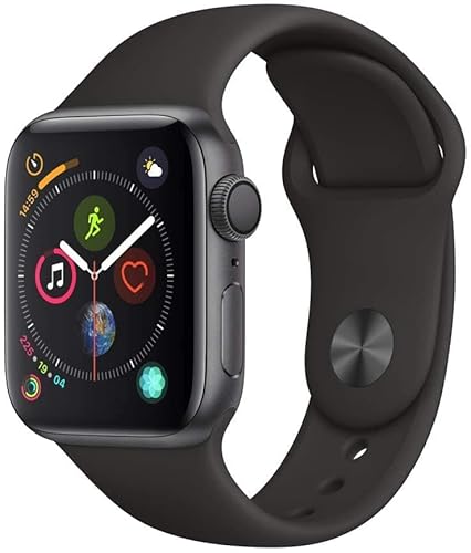Apple Watch Series 4 44mm (GPS) - Aluminiumgehäuse Space Grau Schwarz Sportarmband (Generalüberholt) von Apple