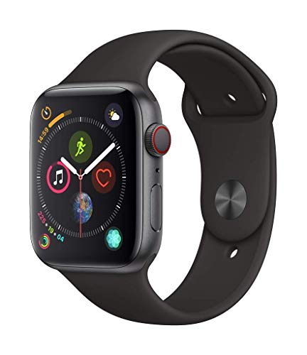 Apple Watch Series 4 44mm (GPS + Cellular) - Aluminiumgehäuse Space Grau Schwarz Sportarmband (Generalüberholt) von Apple
