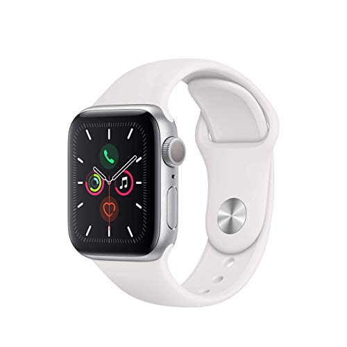 Apple Watch Series 5 40 mm (GPS) - Aluminiumgehäuse Silber Weiß Sportarmband (Generalüberholt) von Apple