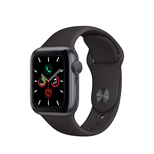Apple Watch Series 5 40 mm (GPS) - Aluminiumgehäuse Space Grau Schwarz Sportarmband (Generalüberholt) von Apple