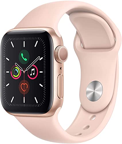 Apple Watch Series 5 (GPS, 40MM) Aluminiumgehäuse Gold mit Sandrosa Sportarmband (Generalüberholt) von Apple