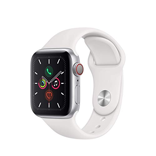 Apple Watch Series 5 40mm (GPS + Cellular) - Aluminiumgehäuse Silber Weiß Sportarmband (Generalüberholt) von Apple