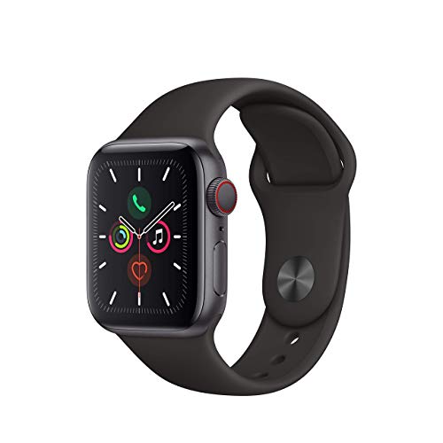 Apple Watch Series 5 40mm (GPS + Cellular) - Aluminiumgehäuse Space Grau Schwarz Sportarmband (Generalüberholt) von Apple