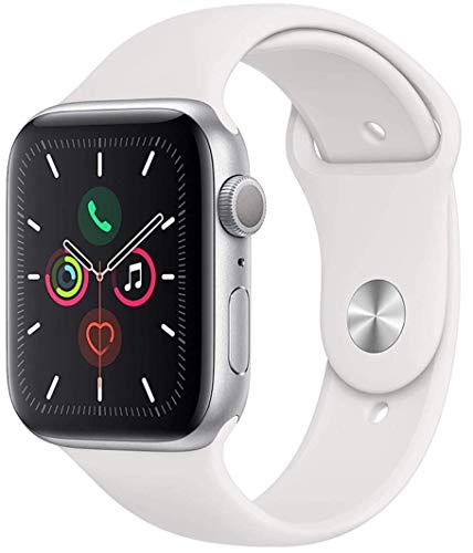 Apple Watch Series 5 44mm (GPS) - Aluminiumgehäuse Silber Weiß Sportarmband (Generalüberholt) von Apple