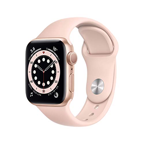 Apple Watch Series 6 (GPS, 40MM) Aluminiumgehäuse Gold mit Rosa Sand Sportarmband (Generalüberholt) von Apple