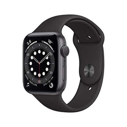 Apple Watch Series 6 (GPS, 44MM) Aluminiumgehäuse Space Grau Schwarz Sportarmband (Generalüberholt) von Apple