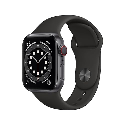 Apple Watch Series 6 (GPS + Cellular, 40 mm) Aluminiumgehäuse Space Grau, Sportarmband Schwarz von Apple