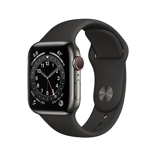 Apple Watch Series 6 (GPS + Cellular, 40 mm) Edelstahlgehäuse Graphit, Sportarmband Schwarz von Apple