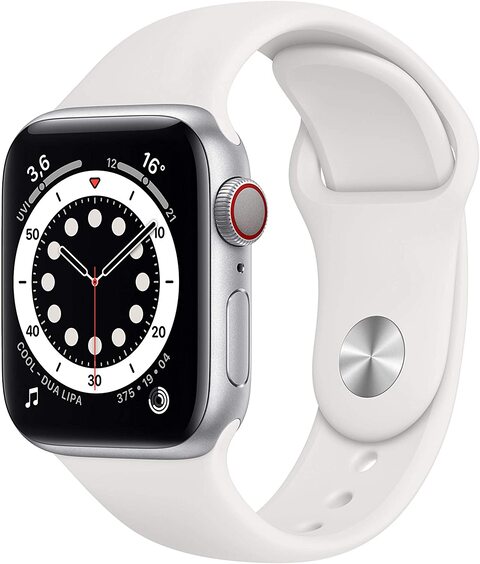 Apple Watch Series 6 40mm Cellular Sportarmband weiß Aluminiumgehäuse silber Apple Watch Series 6 40mm Cellular Sportarmband weiß Aluminiumgehäuse silber von Apple