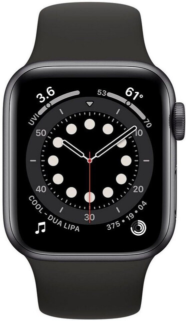 Apple Watch Series 6 40mm GPS Sportarmband schwarz Aluminiumgehäuse spacegrau Apple Watch Series 6 40mm GPS Sportarmband schwarz Aluminiumgehäuse spacegrau von Apple