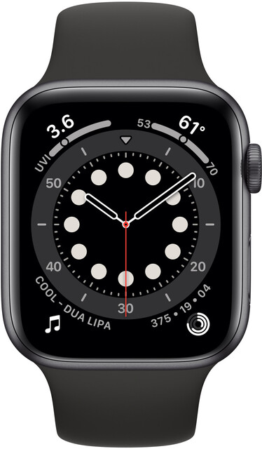 Apple Watch Series 6 44mm Cellular Sportarmband schwarz Aluminiumgehäuse spacegrau Apple Watch Series 6 44mm Cellular Sportarmband schwarz Aluminiumgehäuse spacegrau von Apple