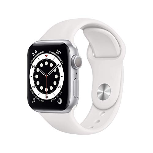 Apple Watch Series 6 GPS, 40 mm silbernes Aluminiumgehäuse mit weißem Sportband - normal (Generalüberholt) von Apple
