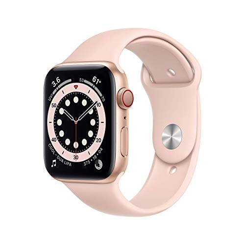 Apple Watch Series 6 (GPS + Zellular, 44MM) Aluminiumgehäuse Gold mit Rosa Sand Sportarmband (Generalüberholt) von Apple
