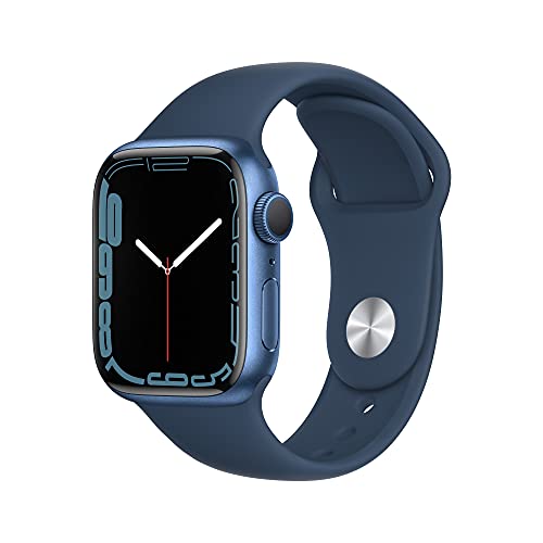 Apple Watch Series 7 (GPS, 41mm) Aluminiumgehäuse Blau Mit Abyss Sportarmband Blau (Generalüberholt) von Apple