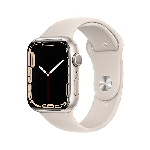 Apple Watch Series 7 (GPS, 45 mm) – Starlight Aluminiumgehäuse mit Starlight Sportarmband (Generalüberholt) von Apple