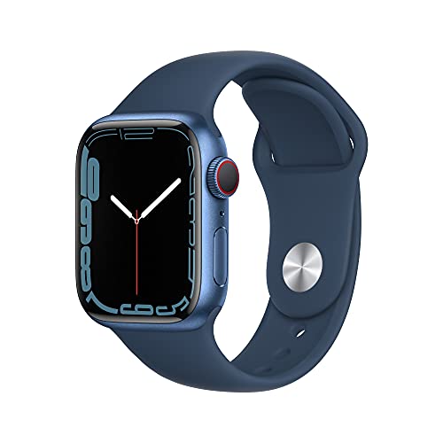 Apple Watch Series 7 (GPS + Cellular, 41mm) - Blau Aluminiumgehäuse mit Abyss Blau Sportarmband - Regular (Generalüberholt) von Apple