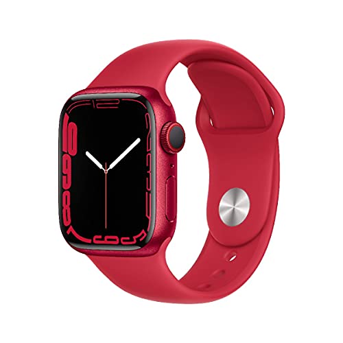 Apple Watch Series 7 (GPS + Cellular, 41mm) Smartwatch - Aluminiumgehäuse Product(RED), Sportarmband Product(RED) - Regular. Fitnesstracker, Blutsauerstoff und EKGApps, Wasserschutz von Apple