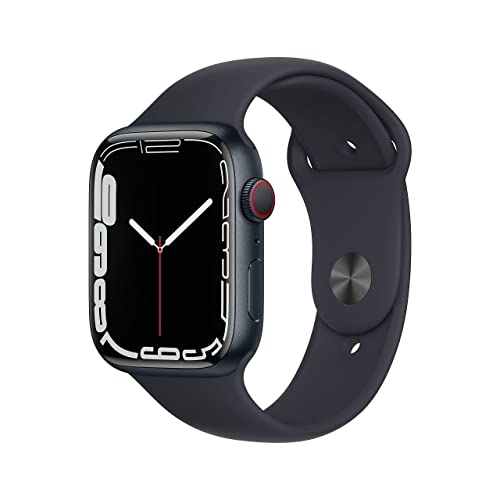 Apple Watch Series 7 (GPS + Cellular, 45 mm) – Mitternachts-Aluminiumgehäuse mit Mitternachts-Sportarmband (Generalüberholt) von Apple