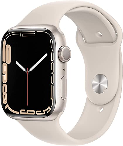 Apple Watch Series 7 (GPS + Cellular, 45 mm) - Starlight Aluminiumgehäuse mit Starlight Sportarmband (Generalüberholt) von Apple