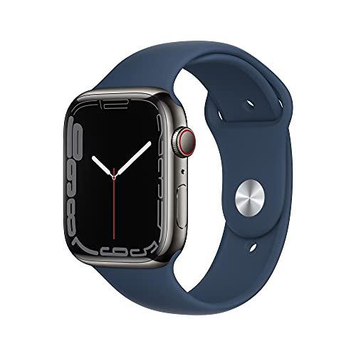 Apple Watch Series 7 (GPS + Cellular, 45MM) - Graphite Edelstahlgehäuse mit Abyss Blue Sportarmban (Generalüberholt) von Apple