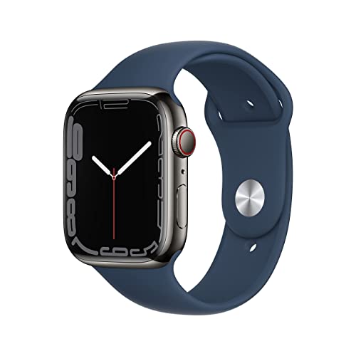 Apple Watch Series 7 (GPS + Cellular, 45MM) - Graphite Stainless Steel Case with Abyss Blue Sport Band (Generalüberholt) von Apple