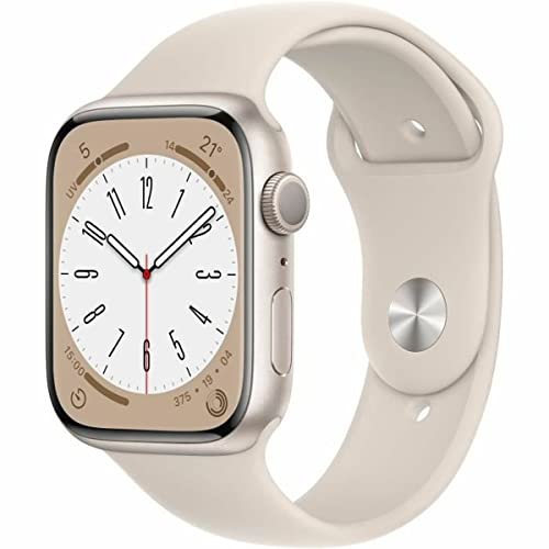 Apple Watch Series 8 (GPS, 45MM) - Starlight Aluminiumgehäuse mit Starlight Sportarmband (Generalüberholt) von Apple
