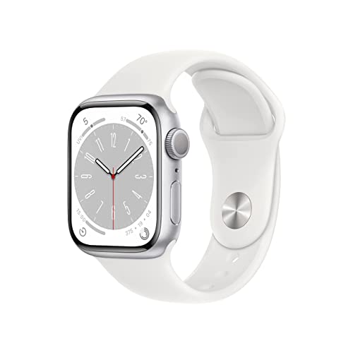 Apple Watch Series 8 (GPS, 45mm) Aluminiumgehäuse Silber met Sportarmband Weiß - One Size (Generalüberholt) von Apple
