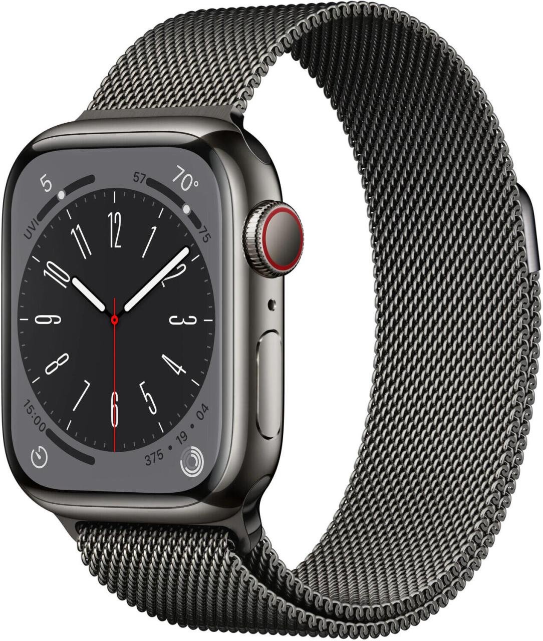 Apple Watch Series 8 (GPS + Cellular) 41mm Edelstahlgehäuse graphit, Milanais... von Apple