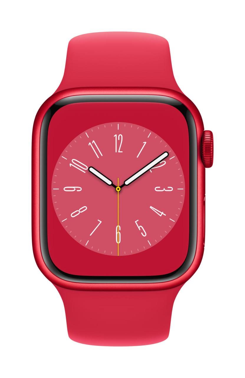 Apple Watch Series 8 (GPS + Cellular) 45mm Aluminiumgehäuse rot, Sportband rot von Apple