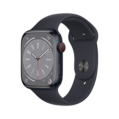 Apple Watch Series 8 (GPS + Cellular, 45 mm) - Aluminiumgehäuse Mitternacht mit Sportarmband Mitternacht, (Generalüberholt) von Apple