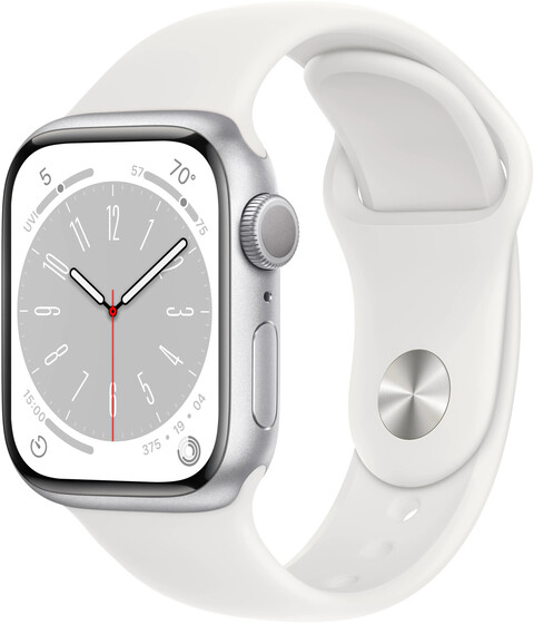 Apple Watch Series 8 41mm GPS Sportarmband weiß Aluminiumgehäuse silber von Apple