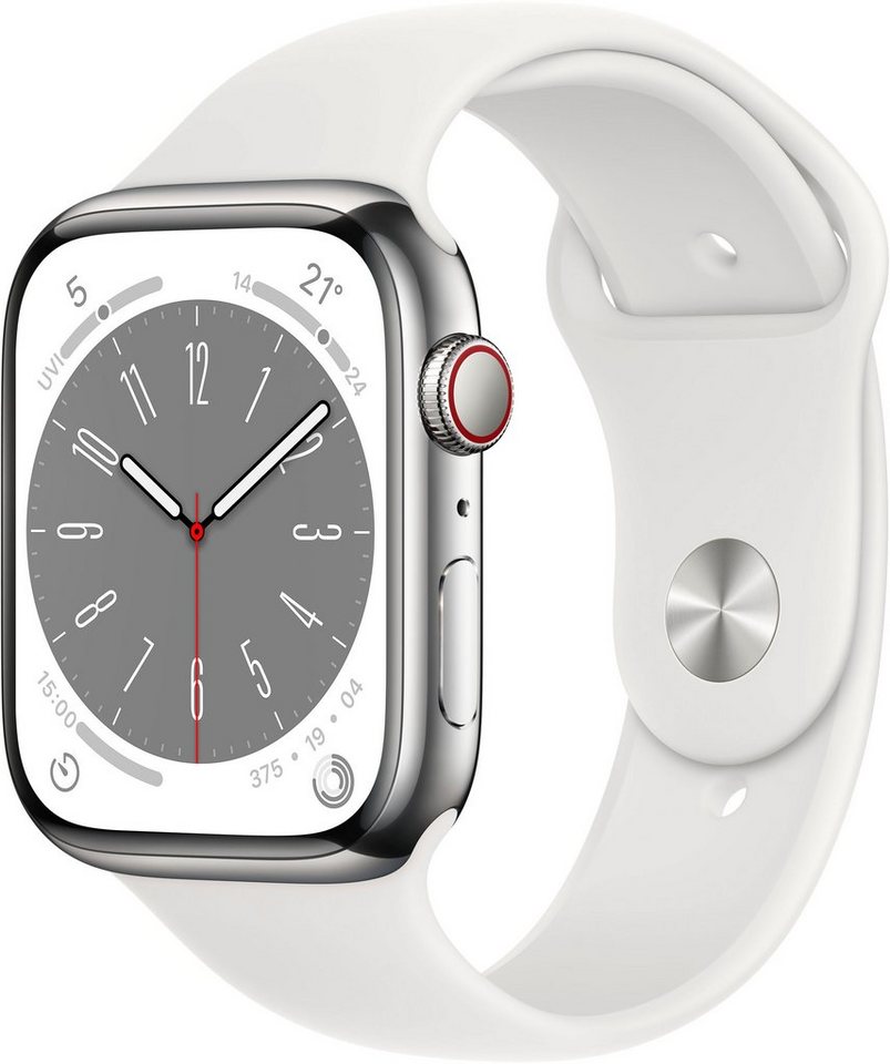 Apple Watch Series 8 GPS + Cellular 45mm Edelstahl Sportarmband Watch von Apple