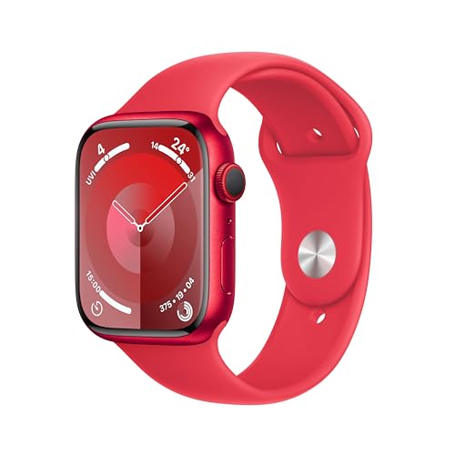 Apple Watch Series 9 (GPS + Cellular, 45 mm) Smartwatch mit Aluminiumgehäuse und Sportarmband S/M in (PRODUCT)RED. Fitnesstracker, Blutsauerstoff und EKG Apps, Always-On Retina Display, Wasserschutz von Apple