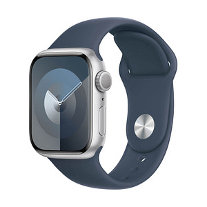 Apple Watch Series 9 41 mm Aluminium (GPS) Sportarmband M/L  silber, sturmblau von Apple