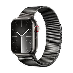 Apple Watch Series 9 45 mm Edelstahl (GPS+Cellular) Milanaise Loop  schwarz, graphit von Apple