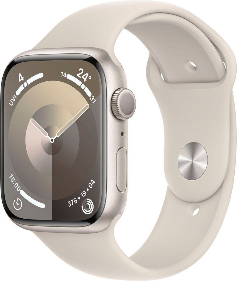 Apple Watch Series 9 GPS Aluminium 45mm S/M Smartwatch (4,5 cm/1,77 Zoll, Watch OS 10), Sport Band von Apple