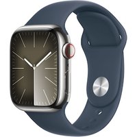 Apple Watch Series 9 LTE 41mm Edelstahl Silber Sportarmband Sturmblau S/M von Apple