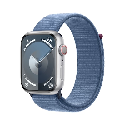 Apple Watch Series 9 LTE 45mm Aluminium Silber Sport Loop Winterblau von Apple