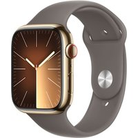 Apple Watch Series 9 LTE 45mm Edelstahl Gold Sportarmband Tonbraun S/M von Apple