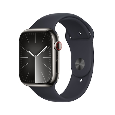 Apple Watch Series 9 LTE 45mm Edelstahl Graphit Sportarmband Mitternacht S/M von Apple