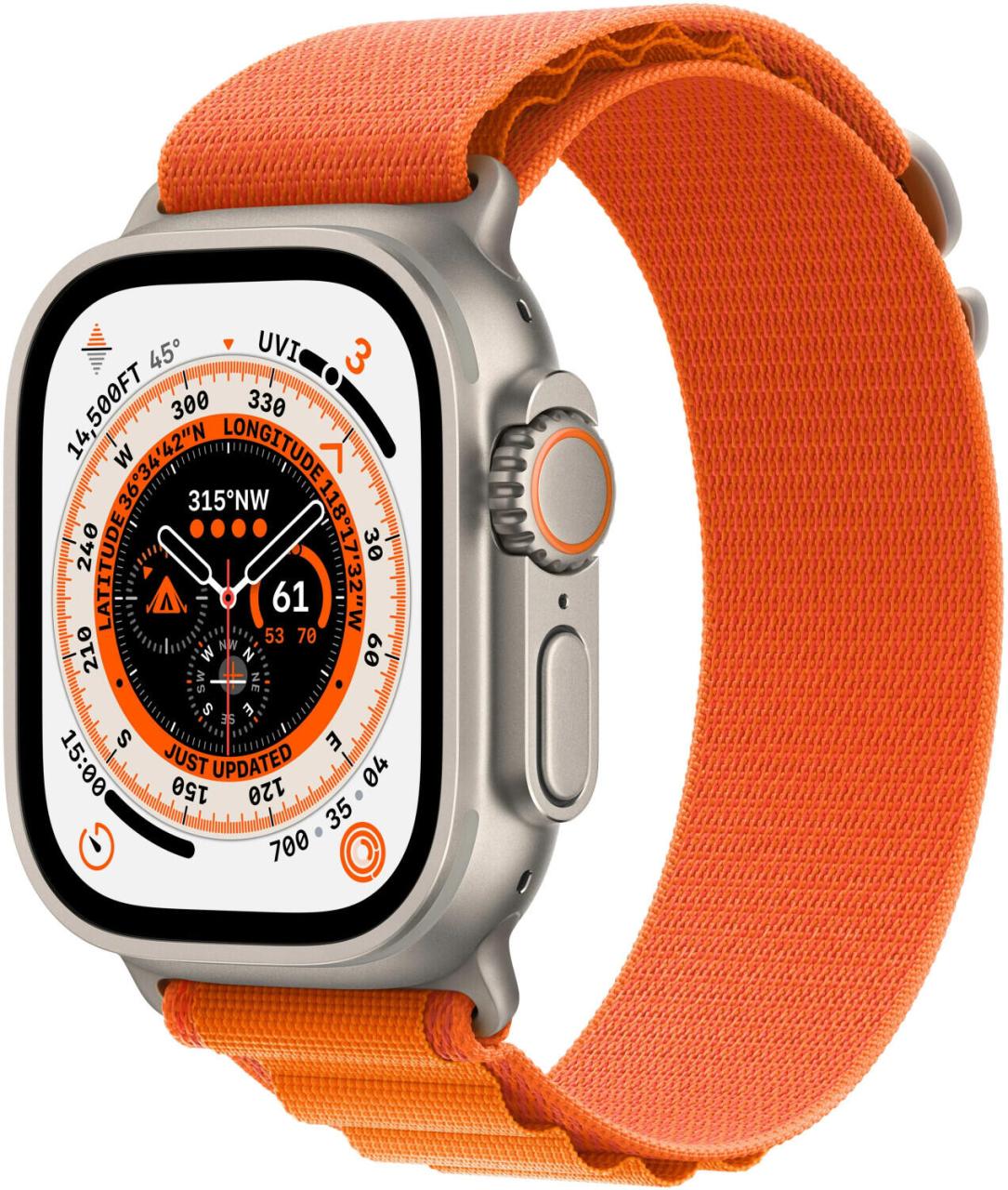 Apple Watch Ultra (GPS + Cellular) 49mm Titaniumgehäuse, Alpine Loop orange (... von Apple