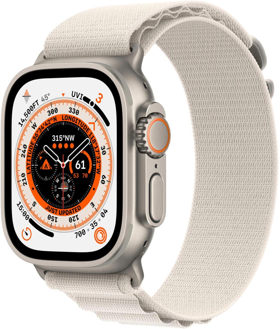 Apple Watch Ultra (GPS + Cellular) 49mm Titaniumgehäuse, Alpine Loop polarste... von Apple